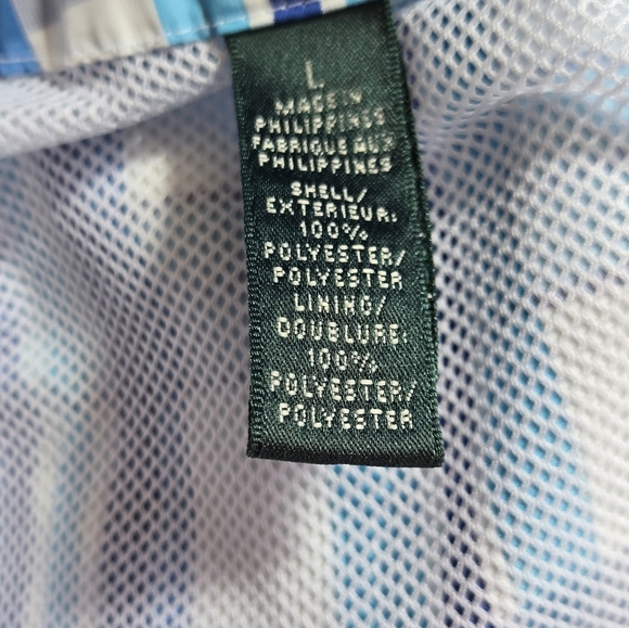 RALPH LAUREN- L-RL Active Blue and White Plaid Windbreaker Jacket. Size Large - Picture 12 of 16